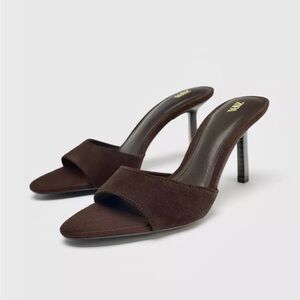 Zara Dark Brown Suede Heels